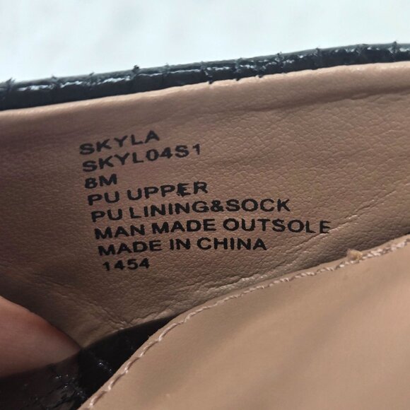 Steve Madden Chunky Platform Heels 8 Black Croc Dressy Formal High Heeled Shoes - Picture 9 of 12